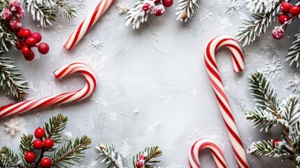 Free Christmas border design featuring candy canes and mistletoe