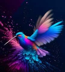 Fototapeta premium Abstract colorful multicolored flying parrot illustration