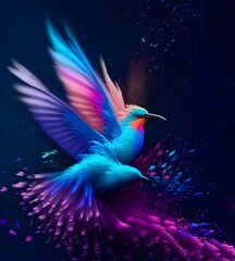 Obraz premium Abstract colorful multicolored flying parrot illustration