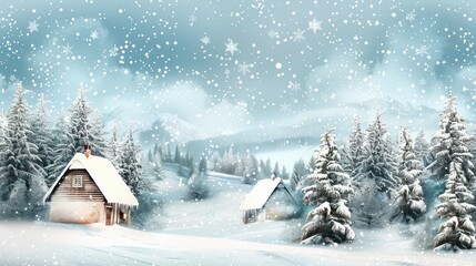 High-definition Christmas background with snowy landscapes