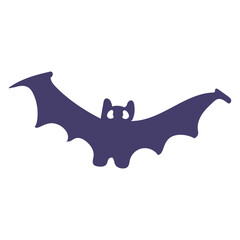 Halloween bat flying in flat design. Creepy and cute vampire mascot animal. Vector illustration isolated.