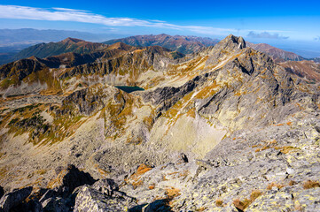 Panorama of the Tatra Mountains from the Eagle's Path trail. The most difficult and dangerous public path in the entire Tatras.