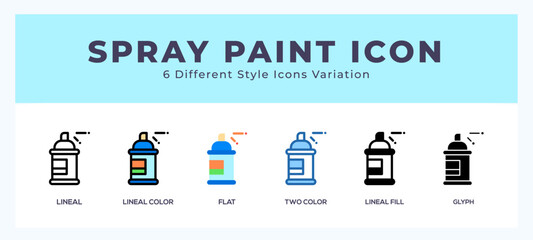 Spray paint icons set. Different style of icons simple vector illustration.