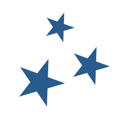 Obraz premium Three blue stars in flat design. Magic, quality, bright or luxury symbols. Vector illustration isolated.