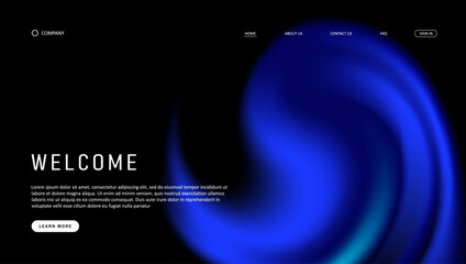 Abstract wave futuristic design of landing page. retro gradient mesh website design