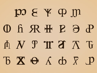 abstract letter symbol set, magic signs