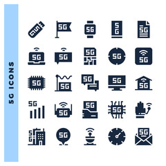 25 5G Glyph icon pack. vector illustration.