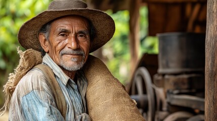 Rustic Costa Rican Coffee Farmer Portrait