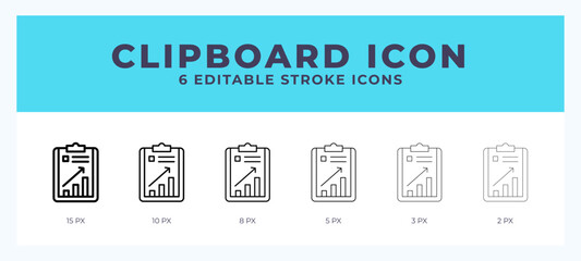 Clipboard vector icon. With different stroke vector illustration.