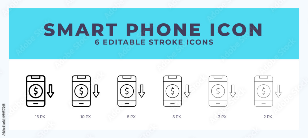 Poster smart phone vector icon for web and app. editable stroke vector illustration