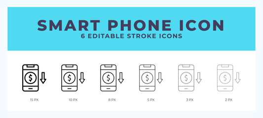 Smart phone vector icon for web and app. Editable stroke vector illustration