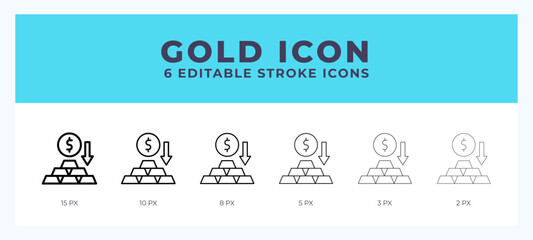 Gold line icon with different stroke. Vector illustration.