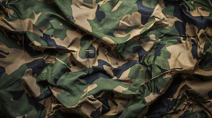 A military-inspired poster template featuring a camouflage design and generous blank areas for text and visuals against a clean backdrop.