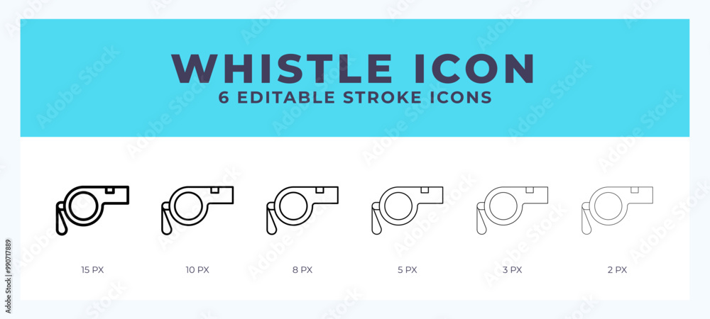 Poster whistle icon set with different stroke. vector illustration with editable stroke.