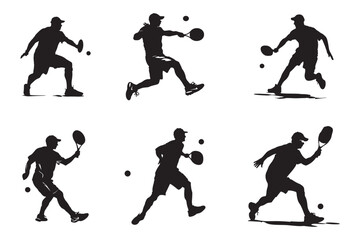 Black Pickleball Vector Silhouettes,