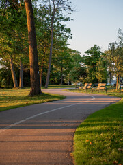Tranquil Park Landscape Bathed in Morning Sunlight