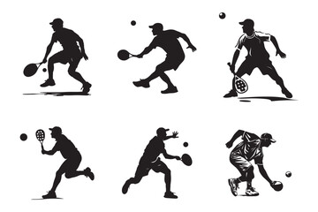 Black Pickleball Vector Silhouettes,