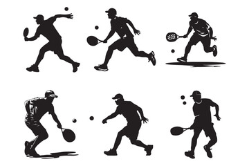 Black Pickleball Vector Silhouettes,