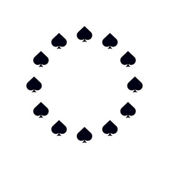 Black spade ace circle frame. Gambling frame round border design