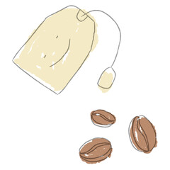 Doodle tea bag and coffee beans design element