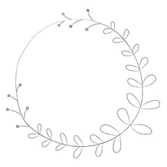 Leafy doodle frame design element