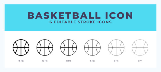 Basketball line icon with different stroke. Vector illustration. © Icon