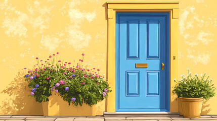 Fototapeta premium door and flowers