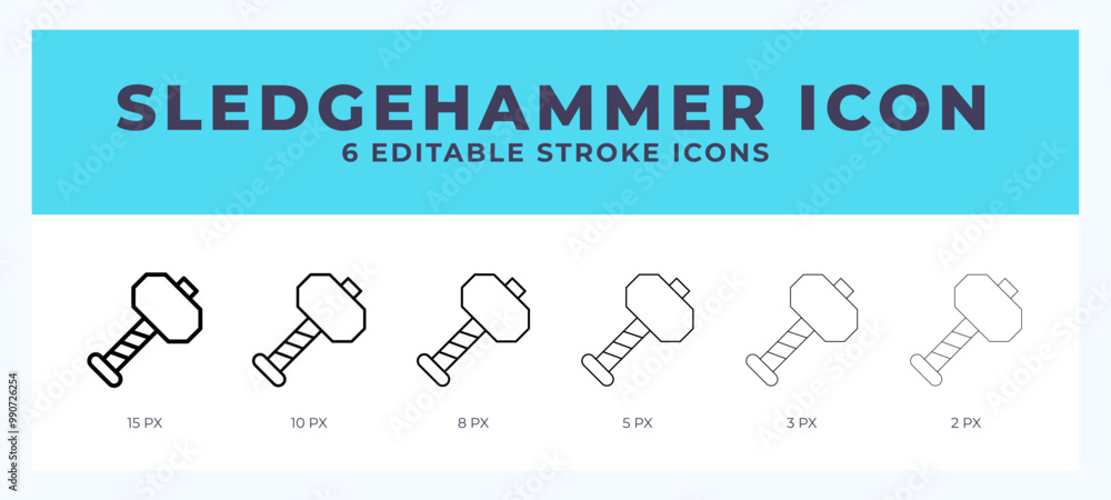 Poster sledgehammer icon set with different stroke. vector illustration with editable stroke.