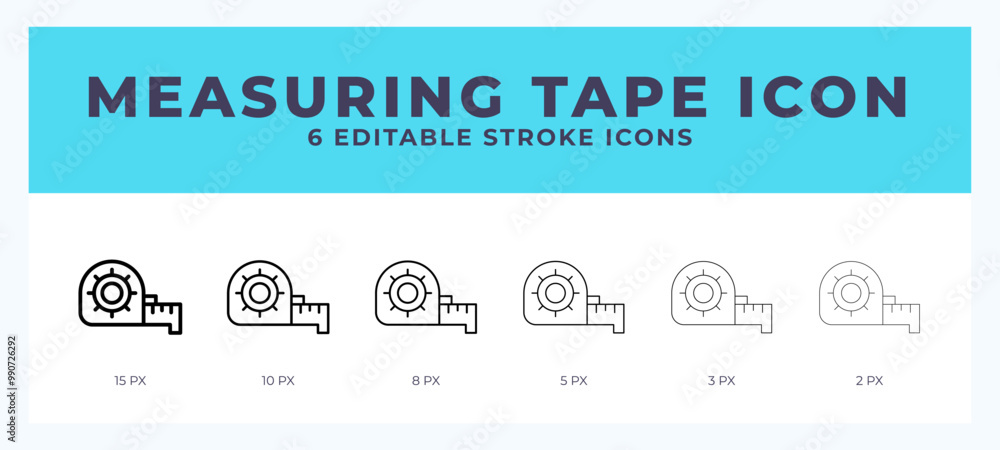 Poster measuring tape lineal icon symbol vector. black outline for web. app. presentation and more.