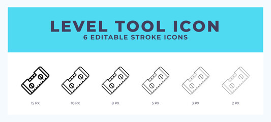 Level tool icon in thin line. Bold line. Regular line. Editable stroke.