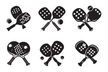 Pickleball Paddle Set with Ball Silhouette Art,