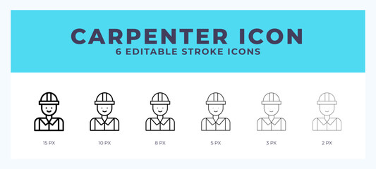 Carpenter icon illustration vector with editable stroke.