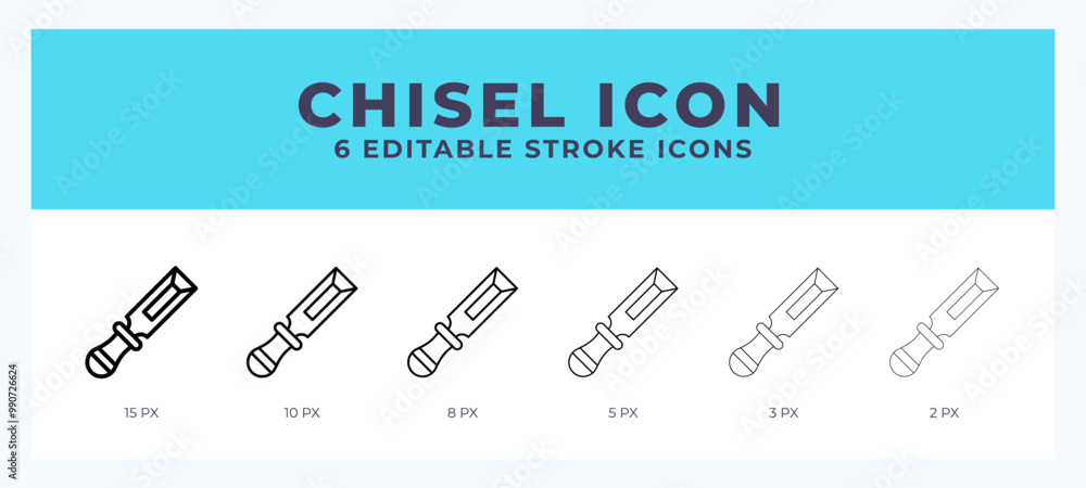 Poster chisel icon vector for web. and mobile app. editable stroke outline icon.