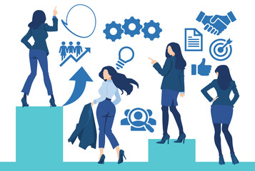 経営戦略を考えるビジネスウーマンのイラスト