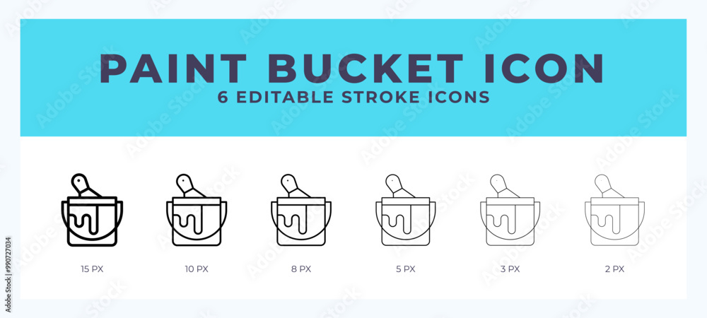 Poster paint bucket icon in thin line. bold line. regular line. editable stroke.