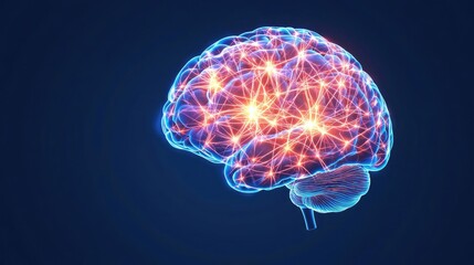 A vibrant digital illustration of a brain, showcasing neural connections and glowing circuits against a dark backdrop.