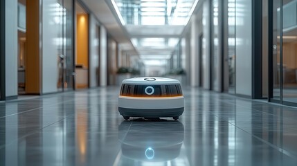 advanced robotic cleaning system with multifunctional arms in hightech office environment