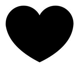 Black heart shape in minimalist style on white. Ideal for love, passion, romance, health, and support themes. Simple, clear, symbolic.