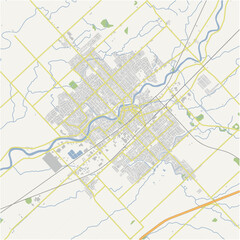 Map of Chatham in Canada in a normal road map style. Contains layered vector with roads water, parks, etc.
