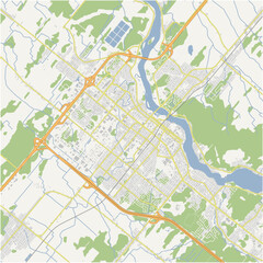 Map of Drummondville in Canada in a normal road map style. Contains layered vector with roads water, parks, etc.