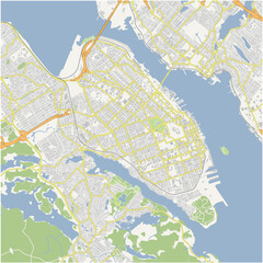 Obraz premium Map of Halifax Center in Canada in a normal road map style. Contains layered vector with roads water, parks, etc.