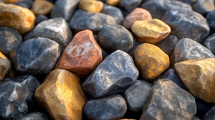 A detailed background of natural stones, captured in hyper-realistic detail, with a focus on the textures and colors that make up the rocky surface.