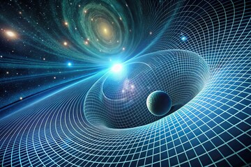 Visualization of spacetime curvature and gravity in relation to relativity gravity waves or the LHC experiment Bird Eye View