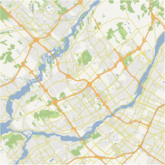 Map of Laval in Canada in a normal road map style. Contains layered vector with roads water, parks, etc.