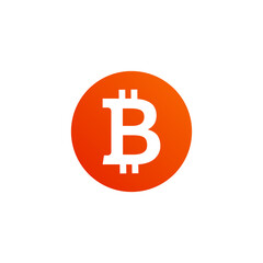 Icon of bitcoin, digital currency logo with gradient, money sign.