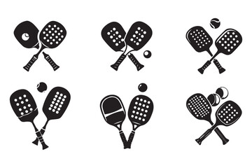 Pickleball Paddle Set with Ball Silhouette Art,