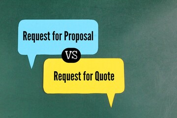 colored paper with the words Request for Proposal (RFP) vs Request for Quote (RFQ)