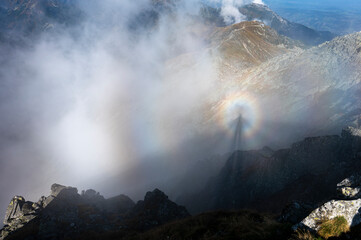 Brocken spectre in the mountains.