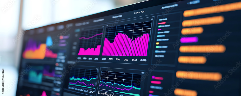 Poster cloud storage deployment dashboard on a screen, with system health and storage capacity indicators v