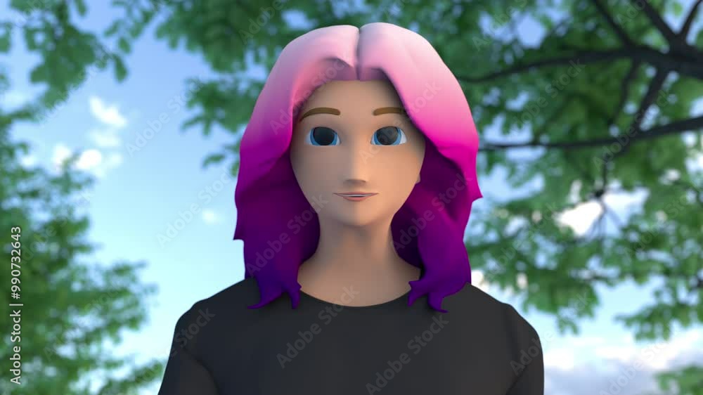 Poster animated avatar talking in a business meeting, advanced virtual communication technology, ai assista